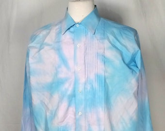 Men's L 36-37 Hand Tie Dye Tuxedo Shirt