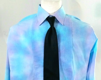Men's L 36-37 Hand Tie Dye Tuxedo Shirt