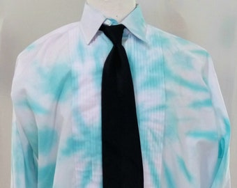 Men's L 32-33 Hand Tie Dye Tuxedo Shirt