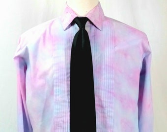 Men's M 36-37 Hand Tie Dye Tuxedo Shirt