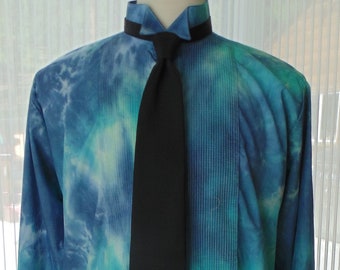 Men's L 36-37 Hand Tie Dye Tuxedo Shirt