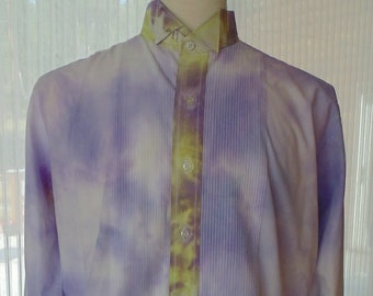 Men's L 36-37 Hand Tie Dye Tuxedo Shirt