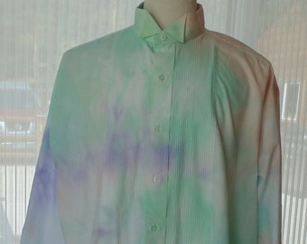 Men's XL 32-33 Hand Tie Dye Tuxedo Shirt
