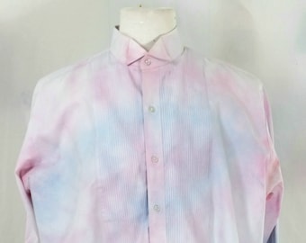 Men' XL 36-37 Hand Tie Dye Tuxedo Shirt