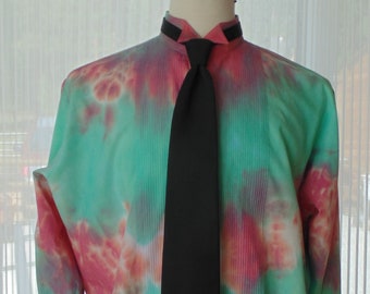 Men's L 38-39 Hand Tie Dye Tuxedo Shirt