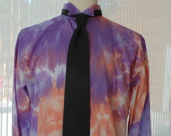 Men's L 30-31 Hand Tie Dye Tuxedo Shirt