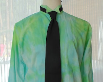 Men's L 34-35 Hand Tie Dye Tuxedo Shirt