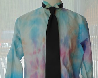 Men's L 36-37 Hand Tie Dye Tuxedo Shirt