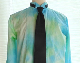 Men's L 32-33 Hand Tie Dye Tuxedo Shirt