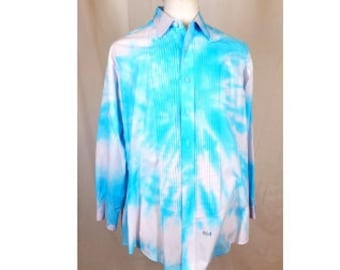 Men's  L 32-33 Hand Tie Dye Tuxedo Shirt