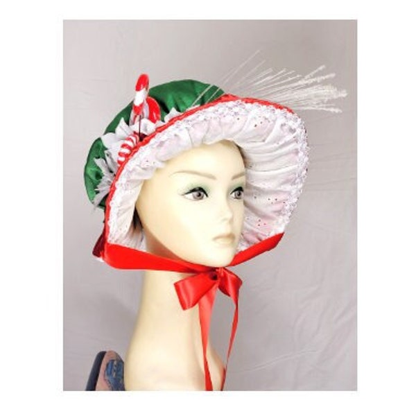 Adult one size Caroler Bonnet Christmas Dickens Historical