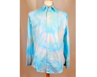 Men's  M 34-35 Hand Tie Dye Tuxedo Shirt