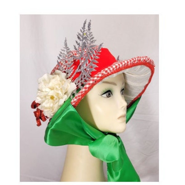 Adult one size Caroler Bonnet Christmas Dickens Historical