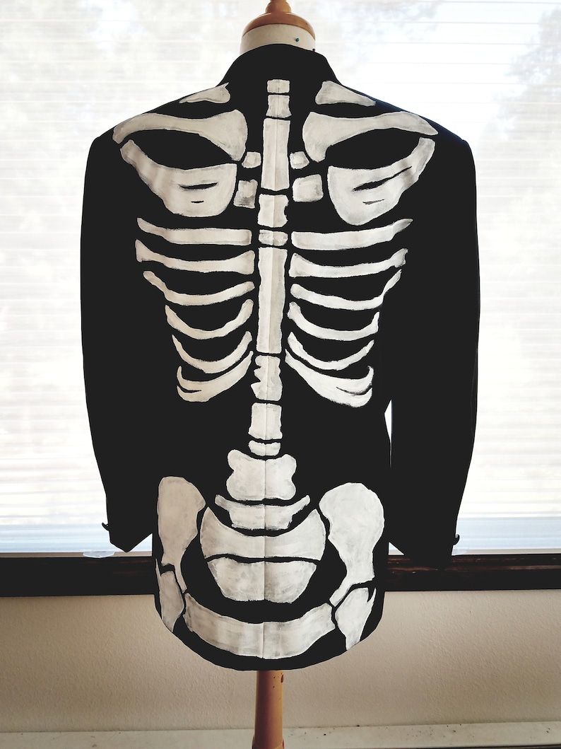 Men Hand painted Skeleton Tuxedo Suit Jacket Costume Spector Etsy