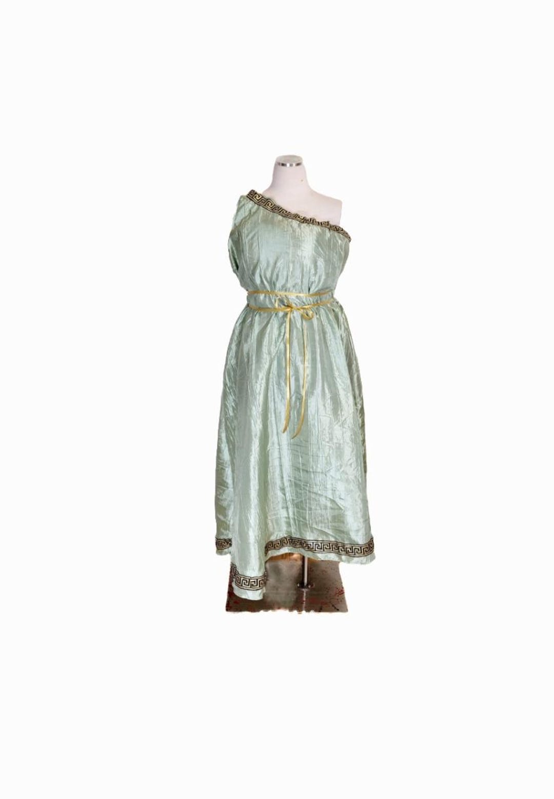 green toga dress Zapakasa Women Sage Green Keyhole Long Corset Prom Dress with Slit Satin A  Line Formal Dress with Side Cape main image 1