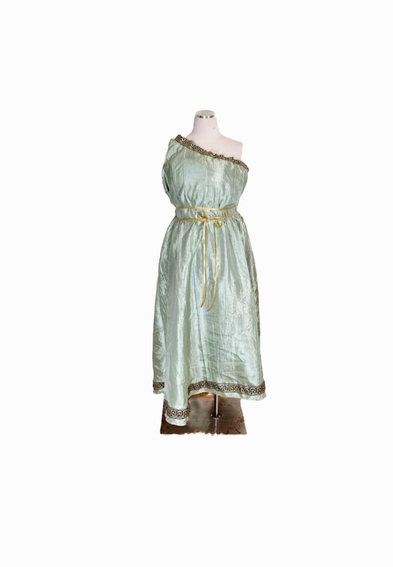Women's L-XL Greek Goddess Toga Dress in Mint Green and Black Trim - Etsy
