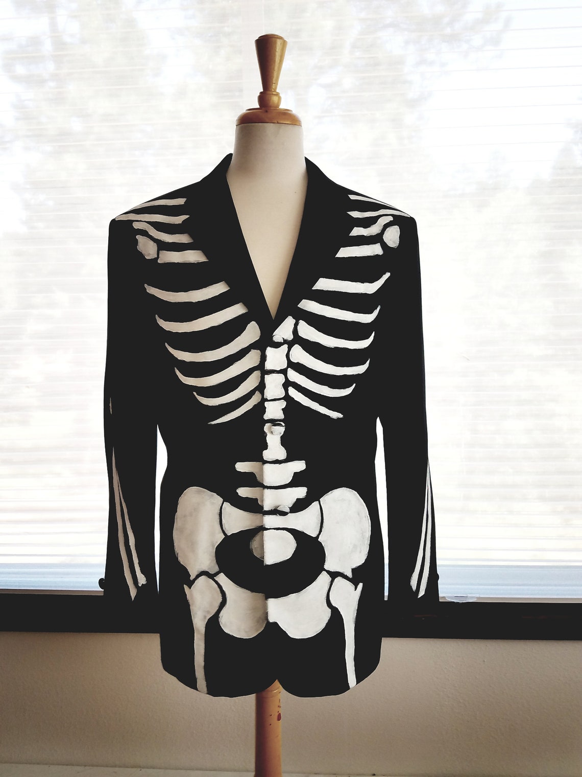 Men Hand painted Skeleton Tuxedo Suit Jacket Costume Spector Etsy