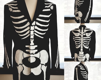 Boys Hand painted Skeleton Tuxedo Suit Jacket Costume Ghost of Christmas Future Christmas Carol