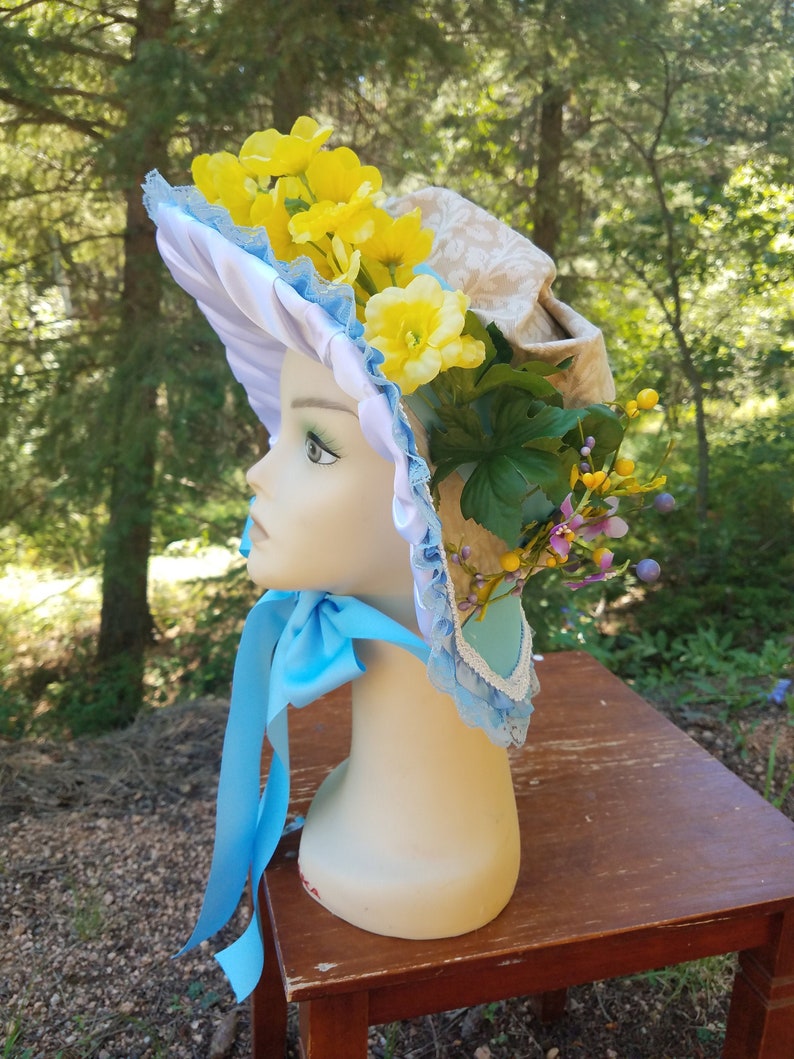Adult one size Caroler Bonnet Christmas Dickens Historical Regency Picnic Summer