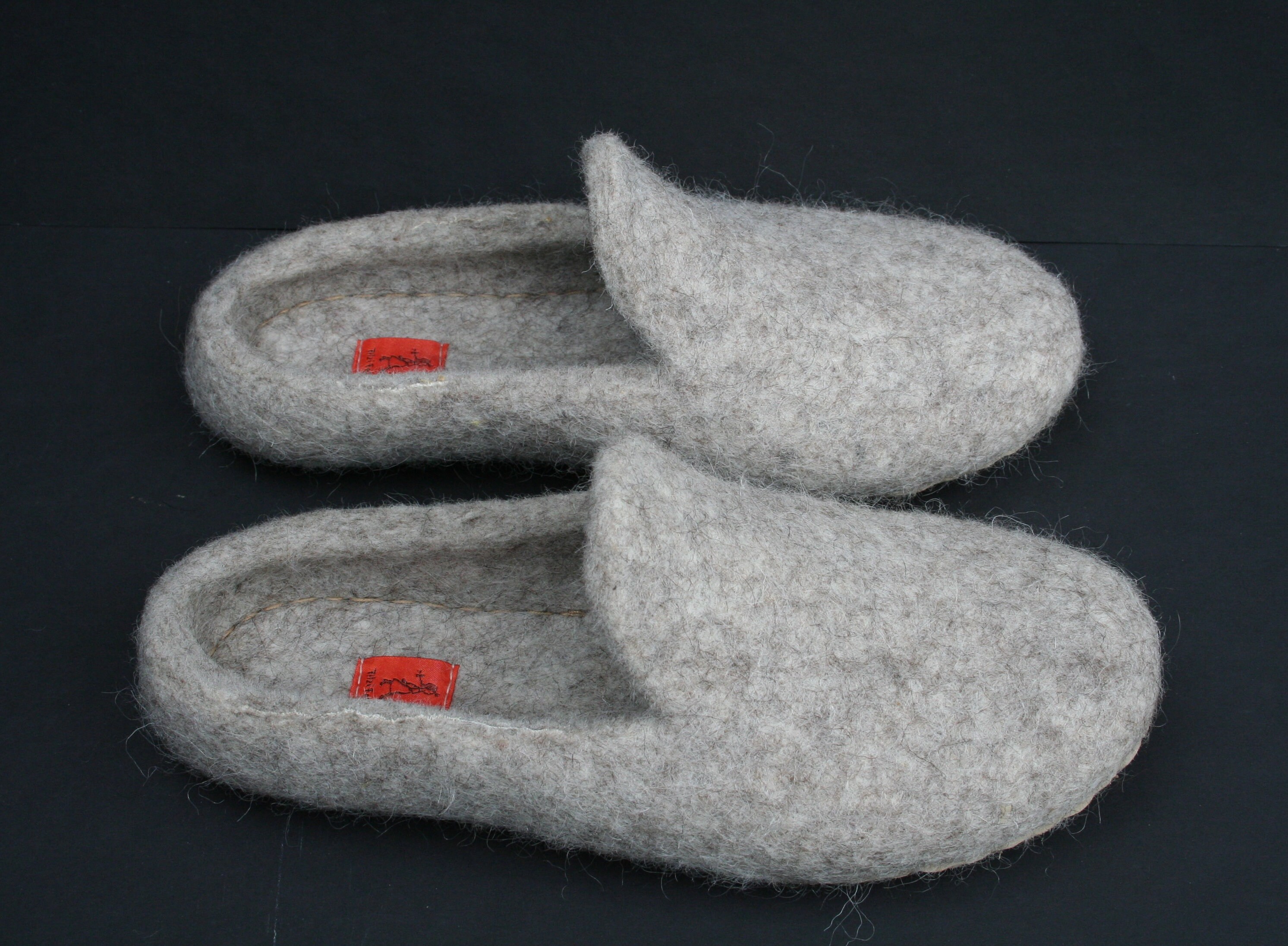 Felted Wool Backless Slippers, Slip on House Shoes Woman US 9 EU 40