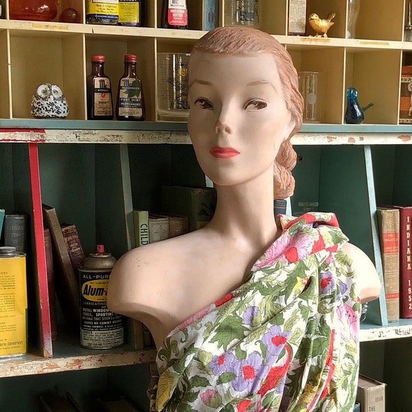 Mannequin Female Head and Torso Plaster Clothing Display