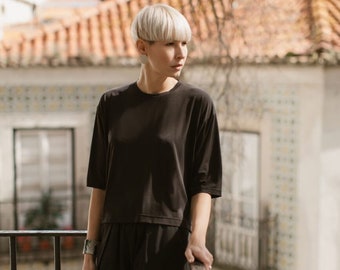 Minimalistic black modal oversized t-shirt MIX