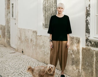Black cotton kimono sleeves cropped sweatshirt