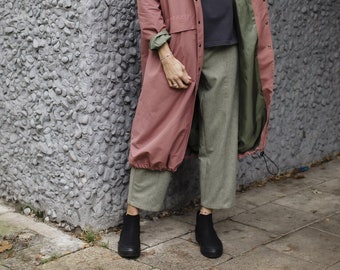 Pantalon en laine vert linéaire minimaliste LISBOA