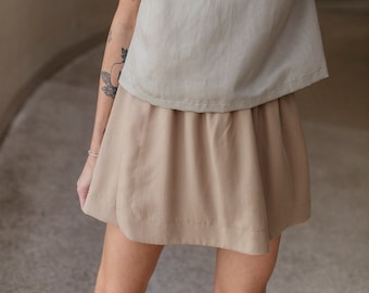 Kaffee Beige Skort fließende Shorts Tencel Lyocell COUCOU