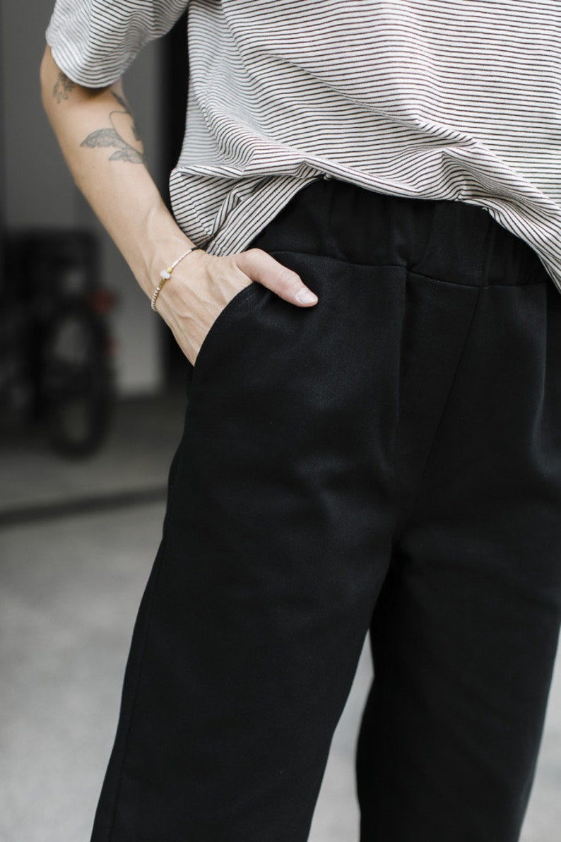 High waisted black jeans trousers cotton pants HI COMFY image 4