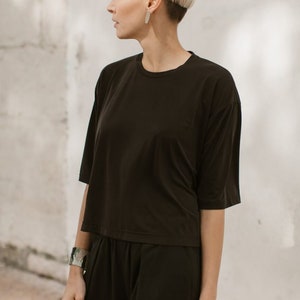 Minimalistic black modal oversized t-shirt MIX image 4