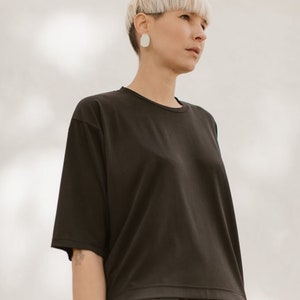 Minimalistic black modal oversized t-shirt MIX image 5