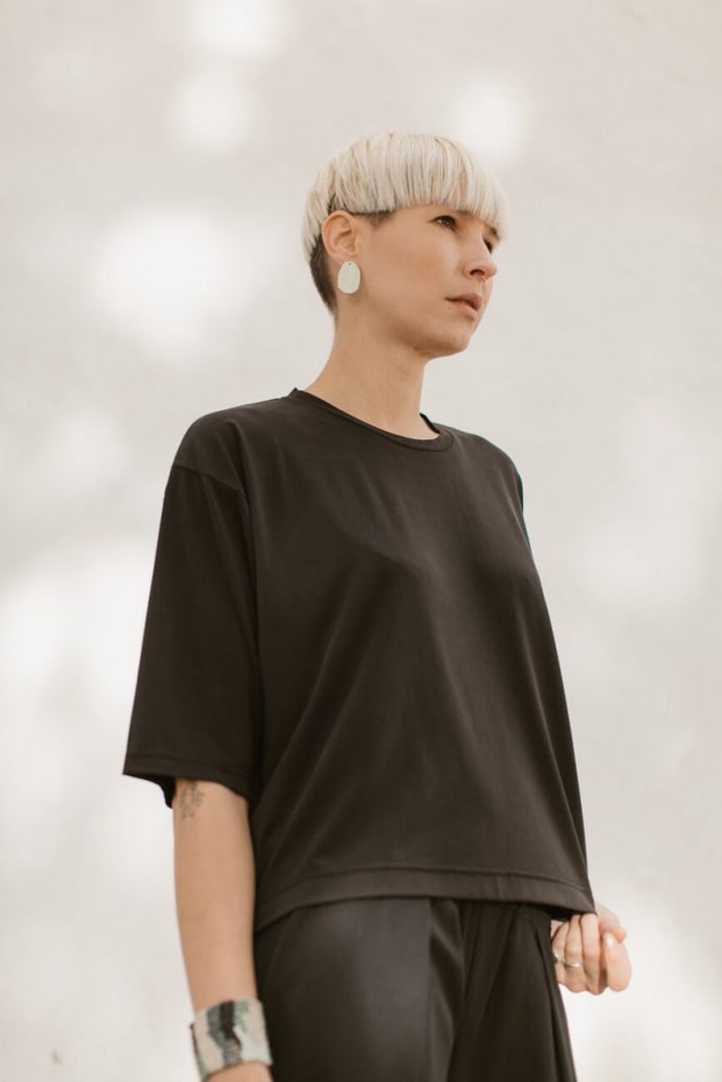 Minimalistic black modal oversized t-shirt MIX image 5