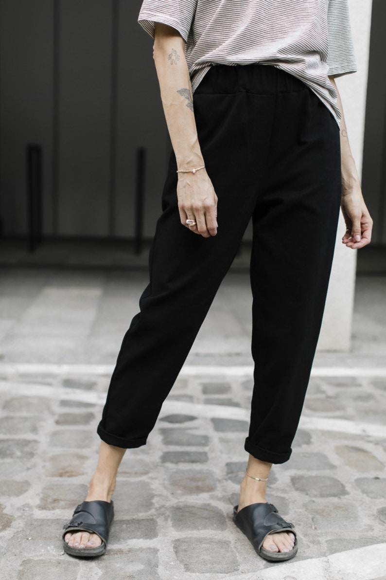 High waisted black jeans trousers cotton pants HI COMFY image 3