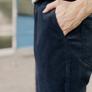 High waisted navy cotton corduroy pants HI COMFY image 8