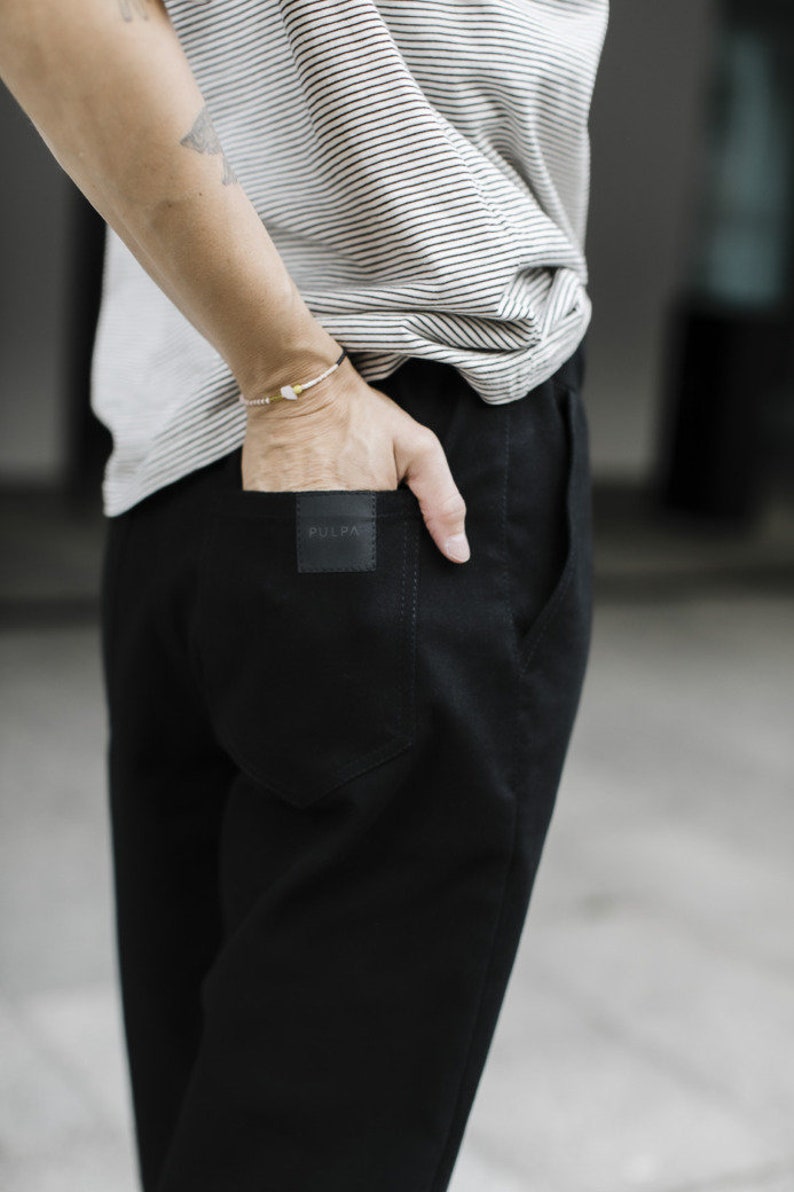 High waisted black jeans trousers cotton pants HI COMFY image 1