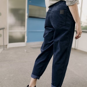 High waisted navy cotton corduroy pants HI COMFY image 4