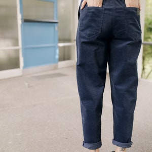 High waisted navy cotton corduroy pants HI COMFY image 6