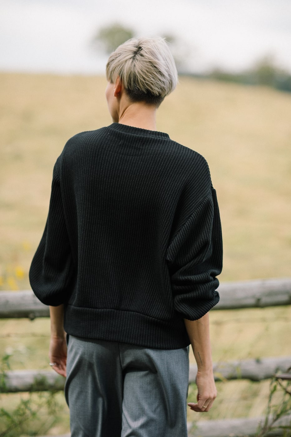 QINSEN Ribbed Knit Tops for Women Oversized Long Lantern