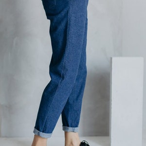 Minimaliste skinny classique jeans en coton bleu taille élastique confortable et décontracté image 3