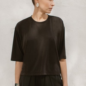 Minimalistic black modal oversized t-shirt MIX image 2