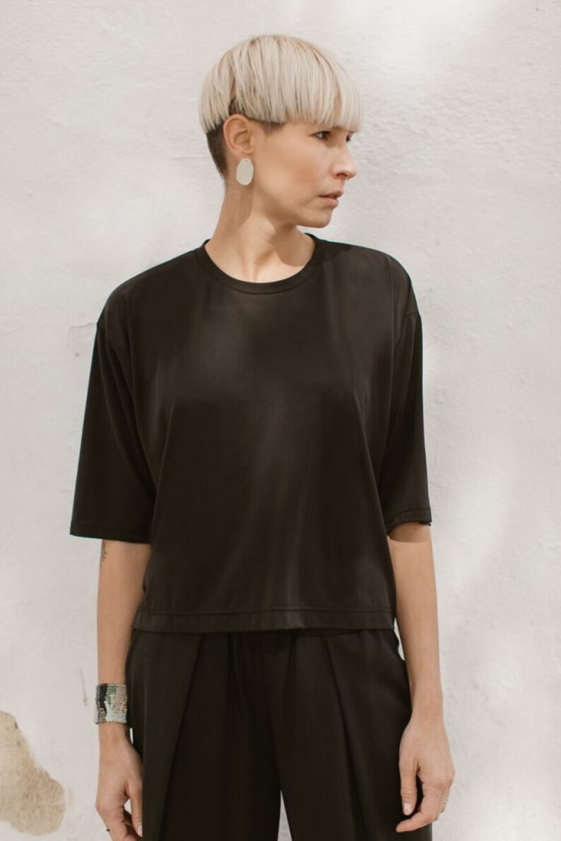 Minimalistic black modal oversized t-shirt MIX image 2