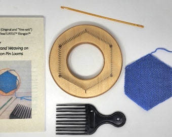 Original TURTLE Loom™ XF "extra fine sett" - Hexagon Pin Loom, About 4" Weaving Size, for Finer Fingering/Sock Yarns