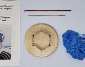 TinyTURTLE™ "fine-sett" Hexagon Pin Loom Kit - 2" side-to-side, for Fingering/Sock-Weight Yarn