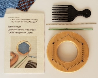 Original TURTLE Loom™ R "regular sett" - Hexagon Pin-Loom, About 4" Weaving Size, for Worsted Weight Yarns
