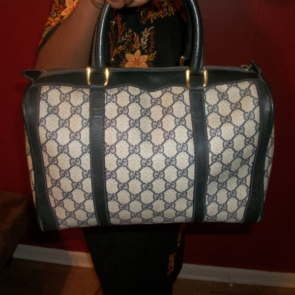 Large Gucci Boston Doctor Bag Purse Authentic 80' VGC Vintage BIG Clean