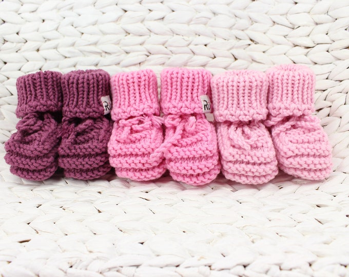 0-6 mēneši - Rozā merīnvilnas zābaciņi mazulim - Gatavi sūtīšanai