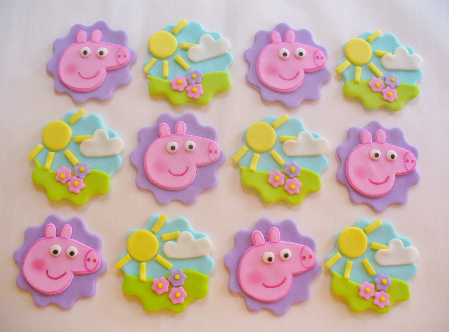 PEPPA PIG Cupcake Toppers 12 Edible Fondant Birthday Etsy