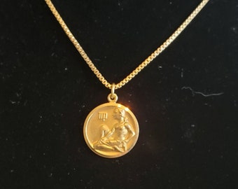 Price Drop Zodiac Pendant Gold-Plated "Virgo" Astrological Sign for September Great Birthday Gift