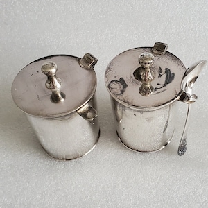 Vintage Restoration Hardware Silver-Plated Jam Pots: Lidded Condiment Set